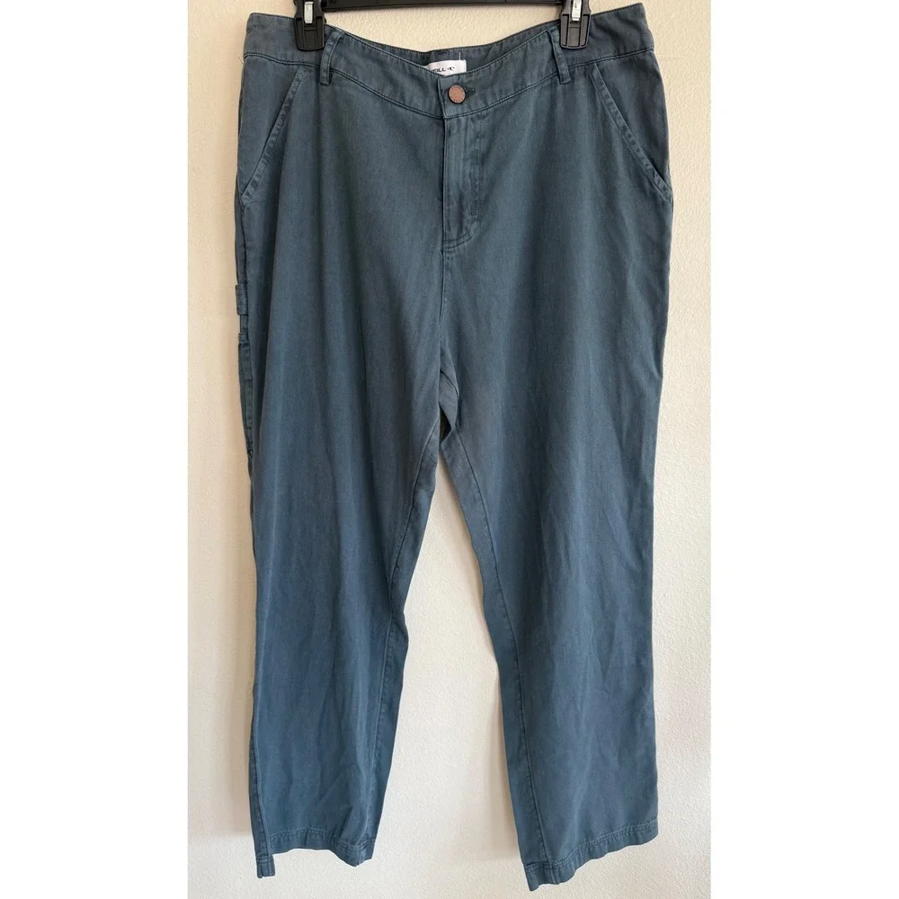 O'Neill Kree Cotton Twill Utility Pants Cargo Women Size 31 Blue Slate Beach